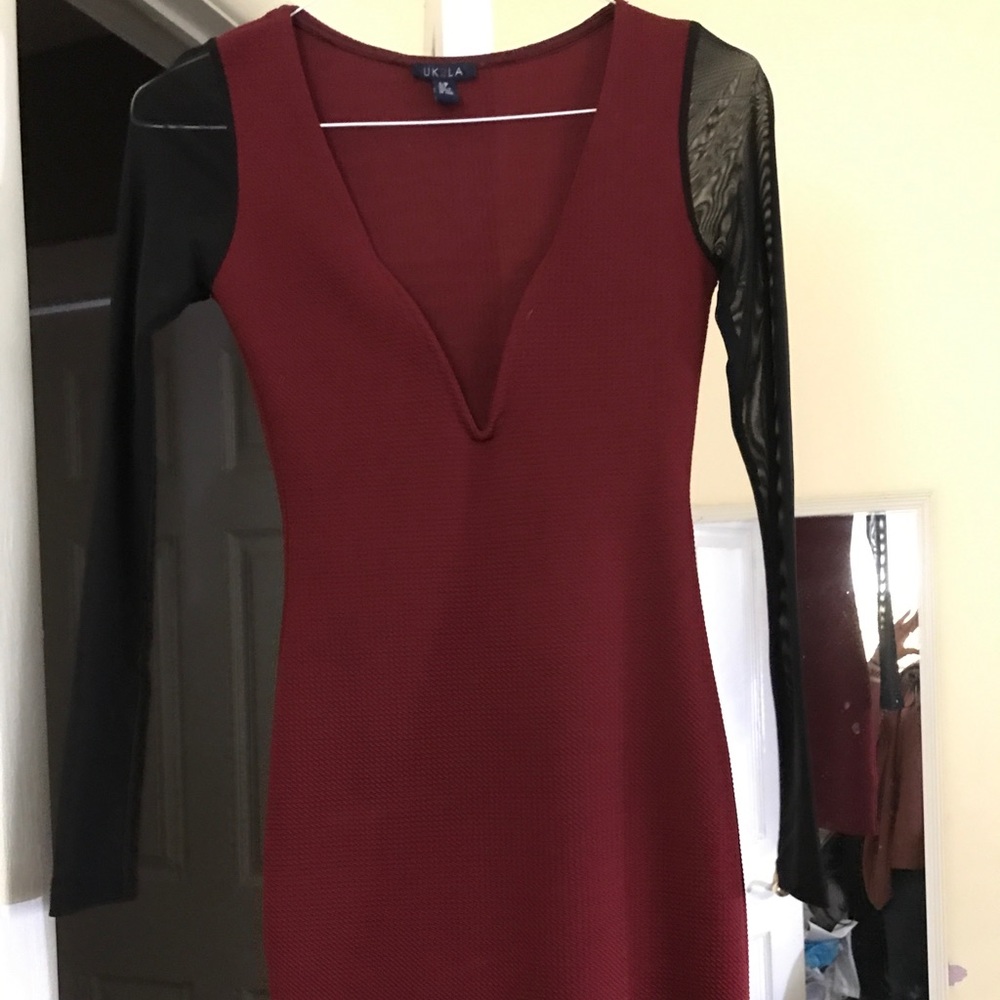 Red deep cut dress